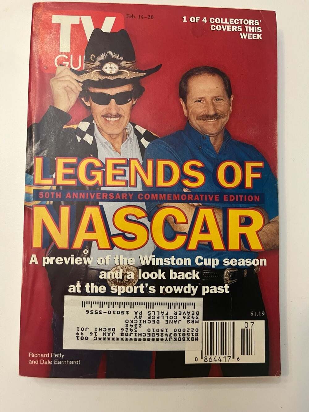 TV Guide Magazine Feb 14-20 1998 Legends of NASCAR Richard Petty and Dale Earnha